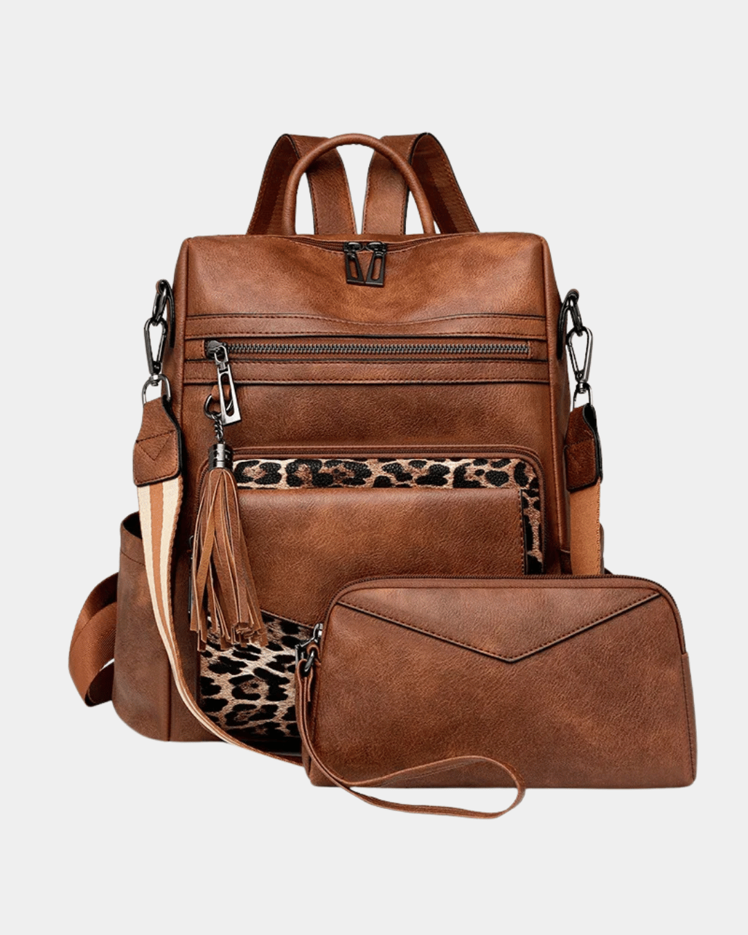 Mochila de couro com estampa animal