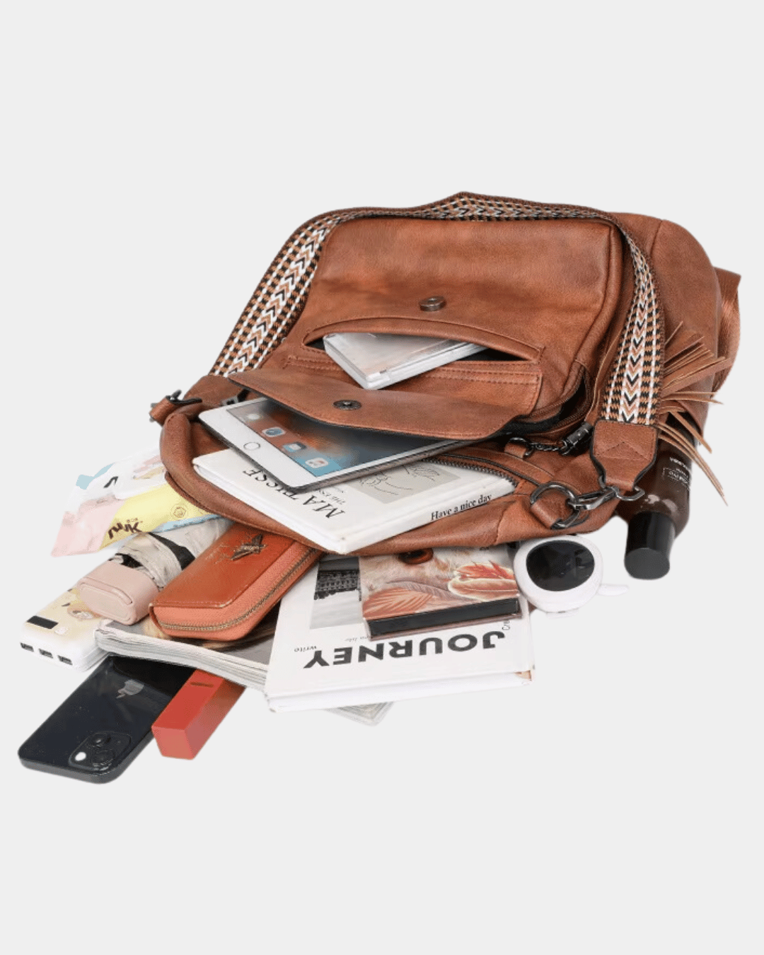 Mochila de couro com estampa animal