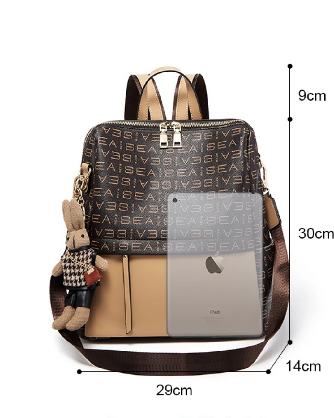 Mochila Amelia em couro genuíno original 2025