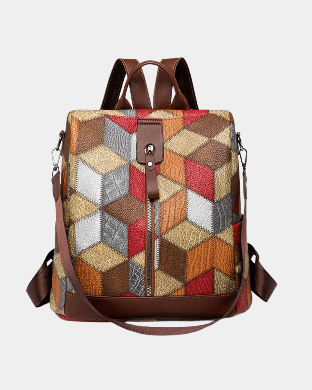 Mochila de couro com estampa geométric