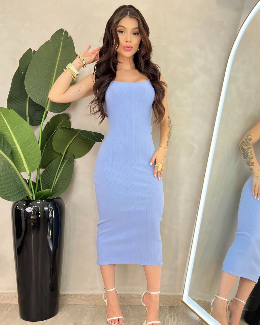 Vestido longo Manu canelado premium
