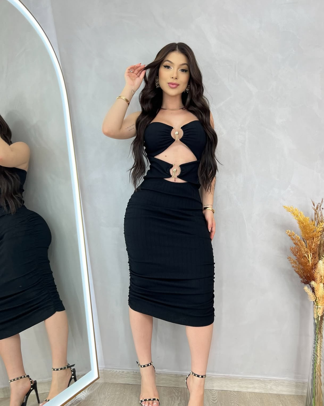 Vestido longo Isadora canelado premium