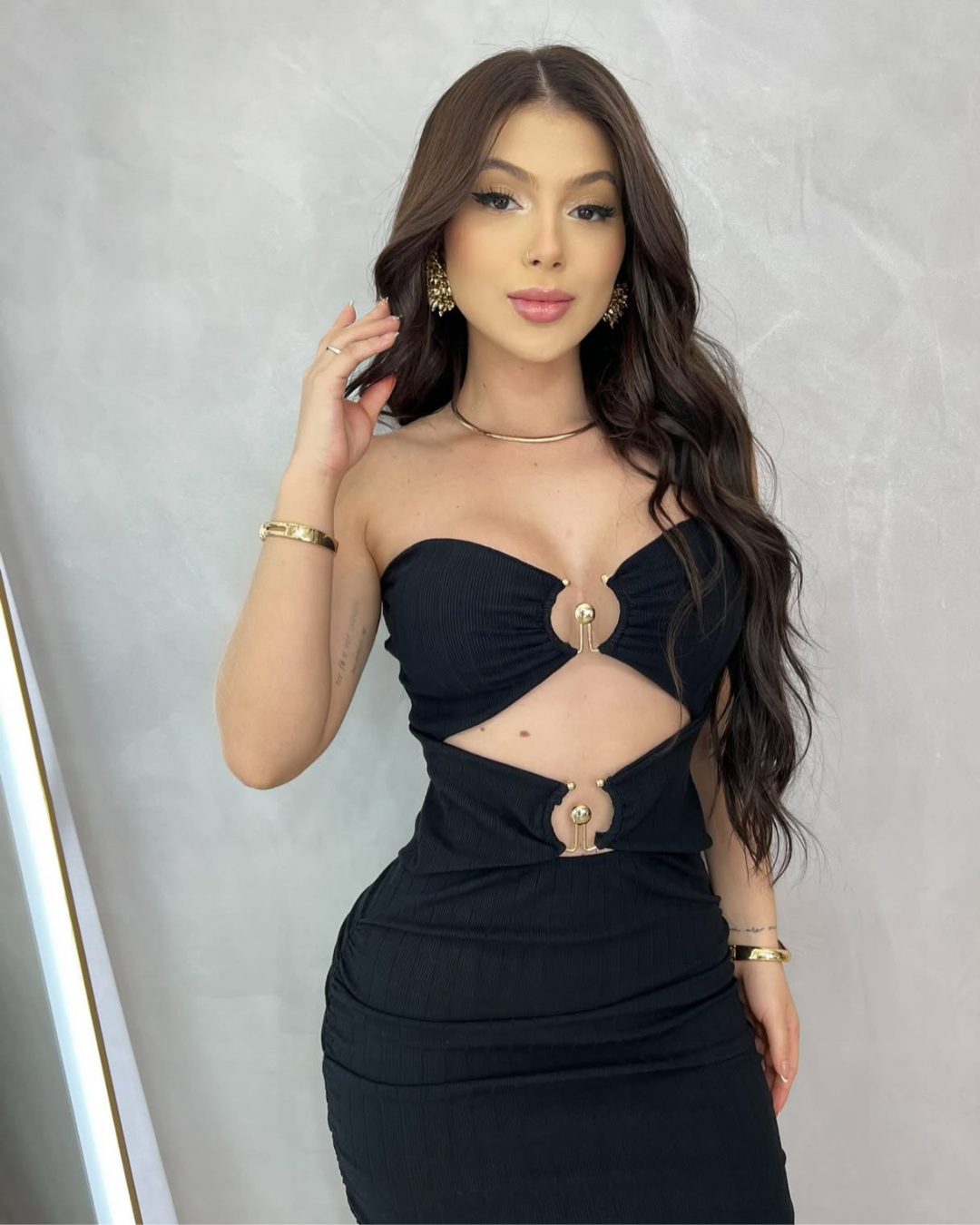Vestido longo Isadora canelado premium