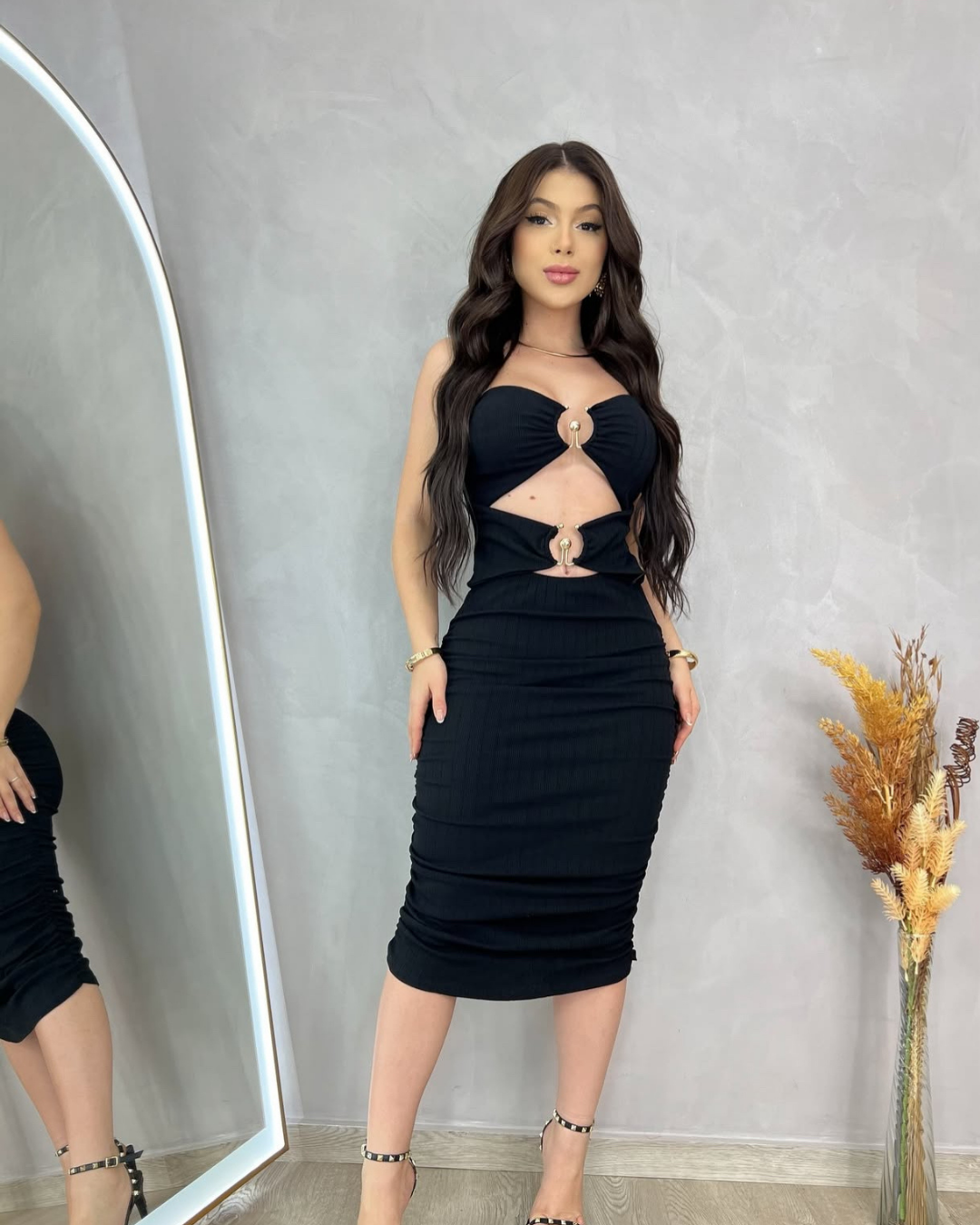 Vestido longo Isadora canelado premium