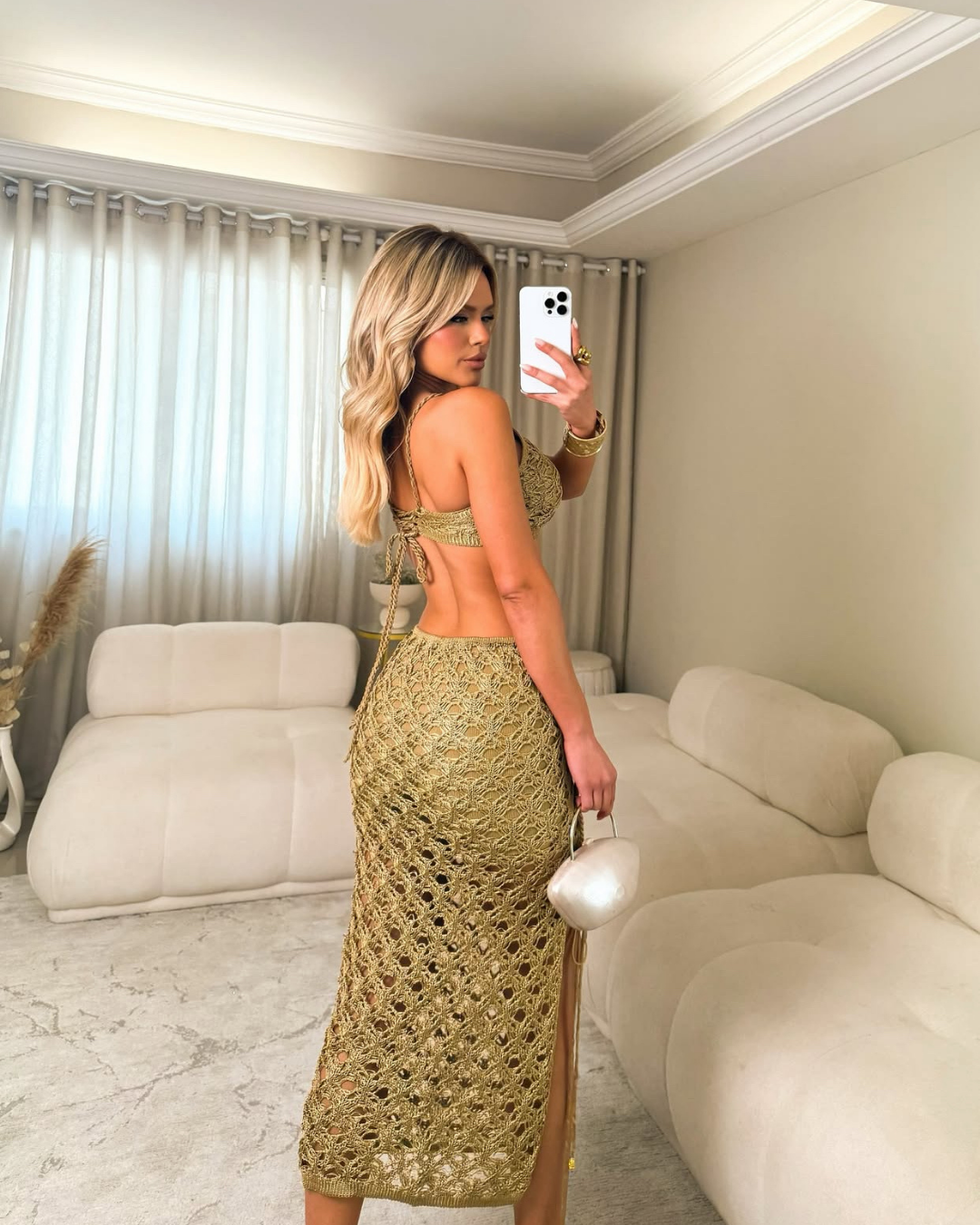 Conjunto Elba de croppend e saia franjada premium