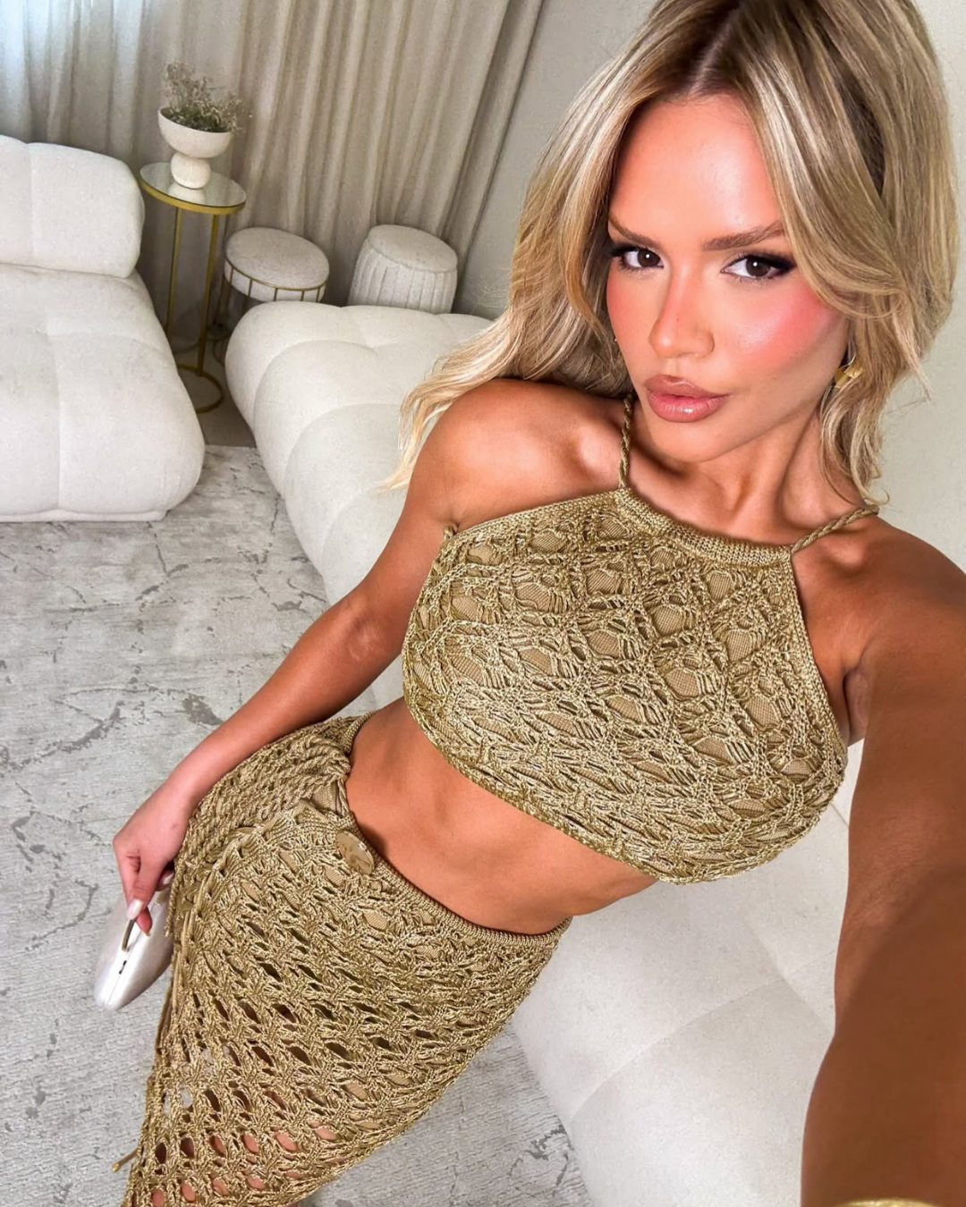 Conjunto Elba de croppend e saia franjada premium