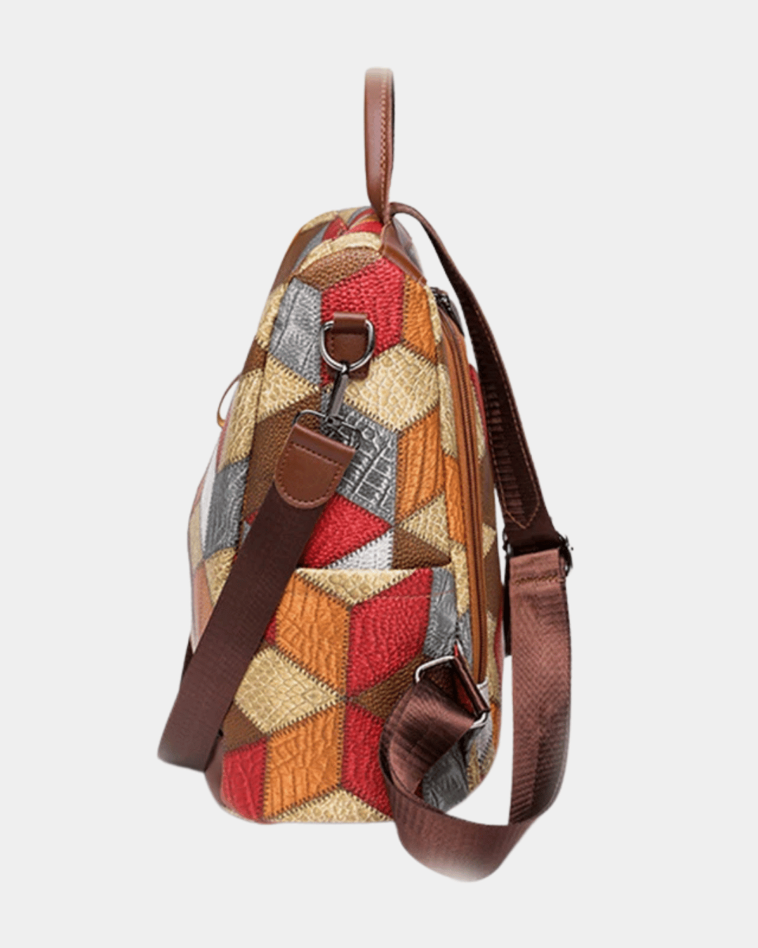 Mochila de couro com estampa geométric