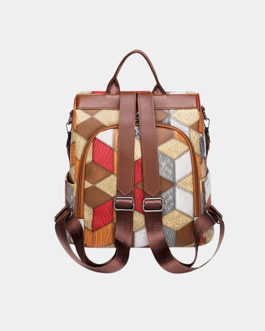 Mochila de couro com estampa geométric