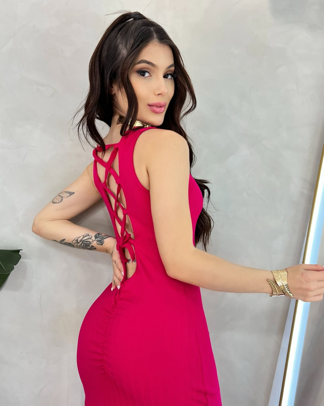 Vestido longo Amora em tecido canelado premium
