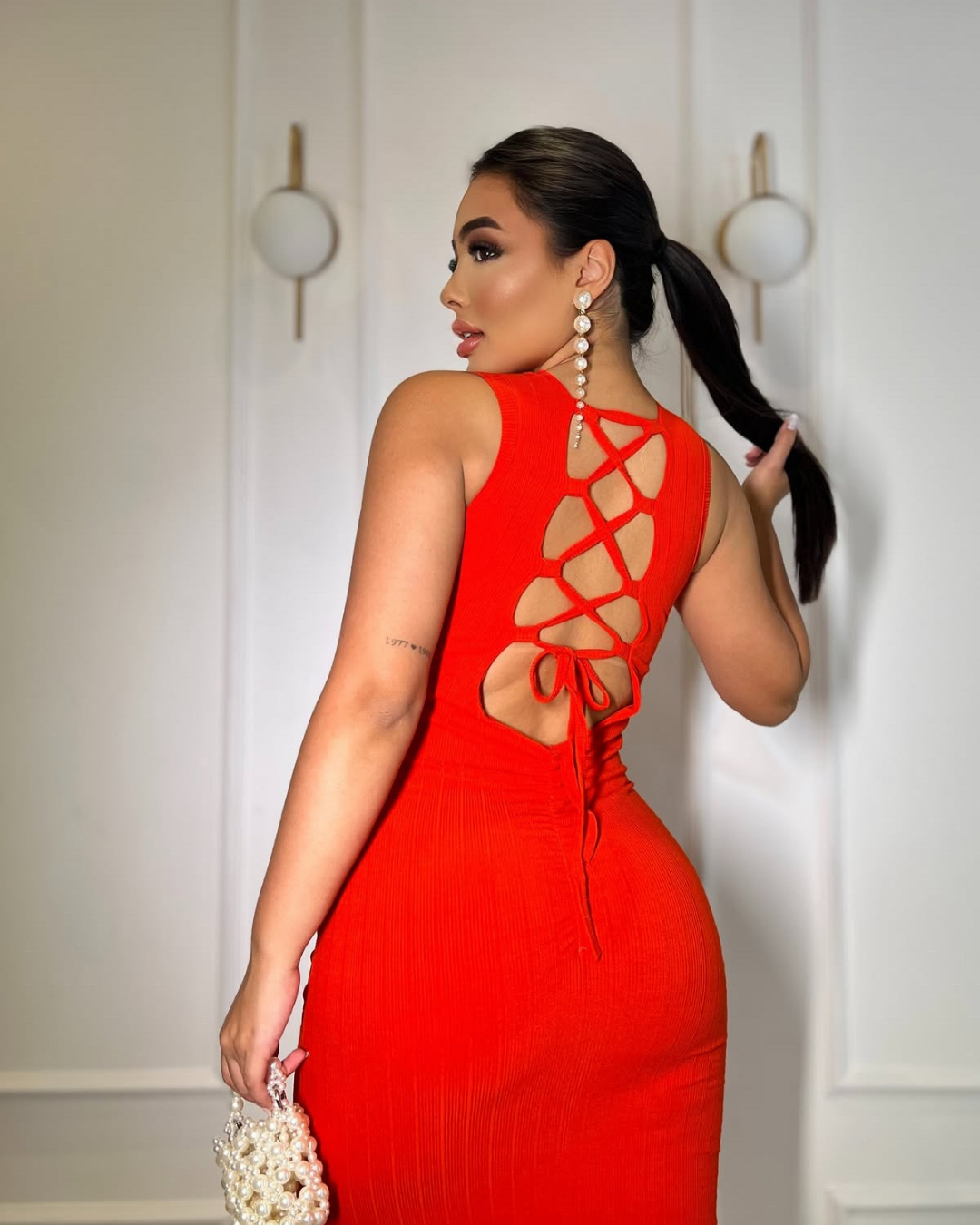Vestido longo Amora em tecido canelado premium